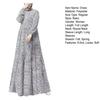 Women Maxi Dress O Neck Long Sleeve Loose A-line Big Hem Dot Print Vintage Soft Patchwork Dubai Turkey Abaya Long Robe Dress