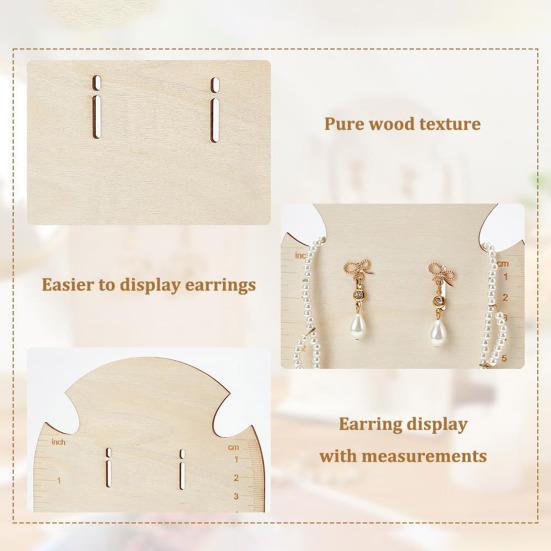 Earring Measurement Display Stand Stable Non-Slip Smooth Edge Pre-Drilled Holes Easy Assembly Wooden Ear Stud Stand Earring Organizer Frame