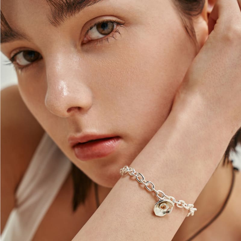 liersi Hibis flower. Bold chain Bracelet (natural stone 7color)