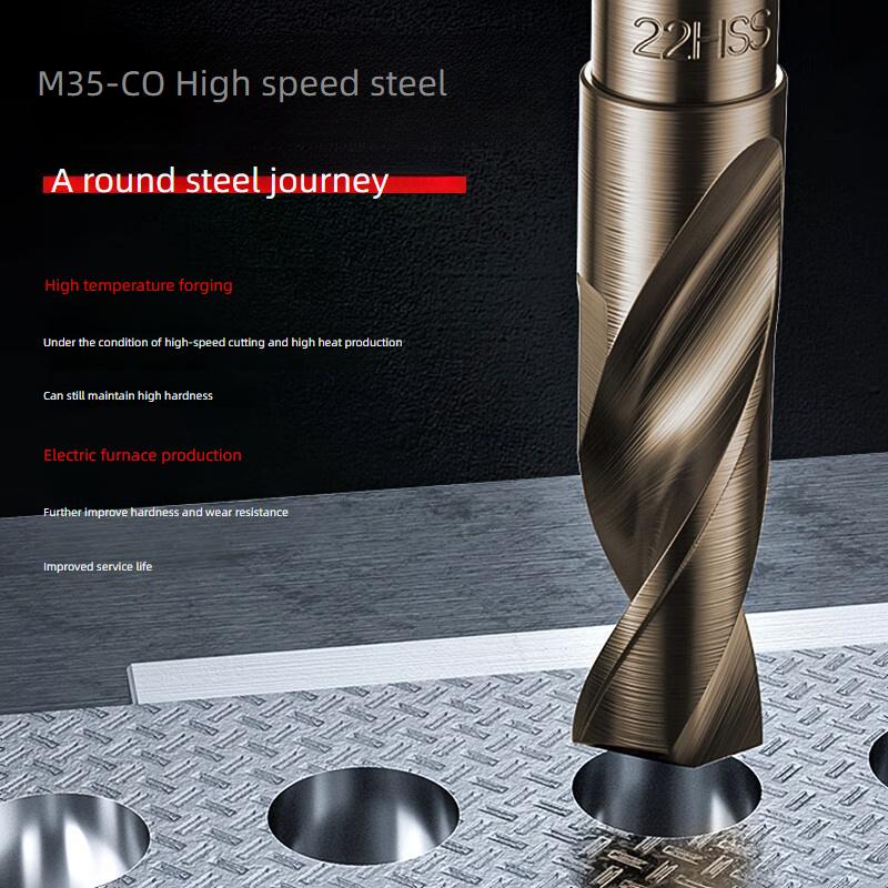 M35-CO HSS Reduced Handle Twists Drill 13.5~30mm, Handle Diameter 12.7mm (1/2 Inch) Stainless Steel Metal Reaming Drill Cobalt