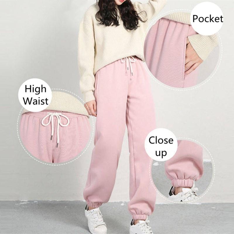 Women Fleece Thick Warm Pants Lady Loose Plus Velvet Sport Sweatpants Female Workout Pants Autumn Winter
