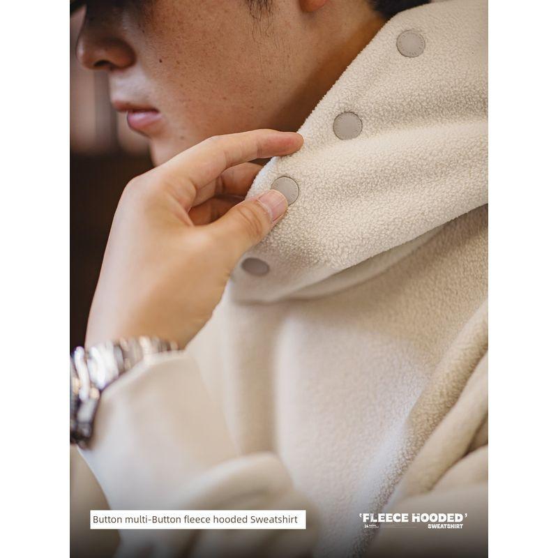 Madden Parka American Casual Double-Sided Polar Fleece Hooded Sweatshirt Fleece-lined Thermal Head Cover Hoodie Coat Men's Autumn