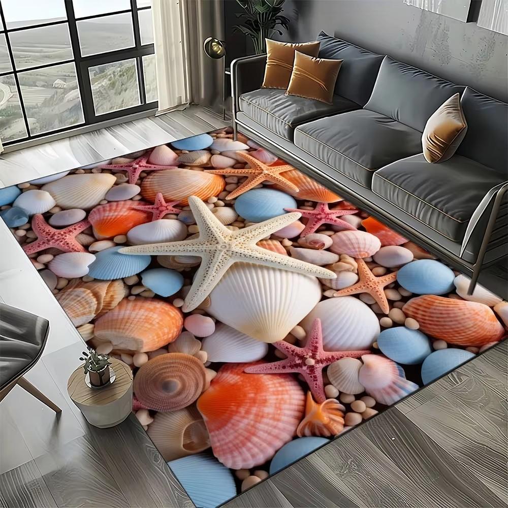27 Style Starfish Beach Shell Sea Star Sand Carpet Rug for Living Room Bedroom Home Sofa Decoration,Kids Play Non-slip Floor Mat