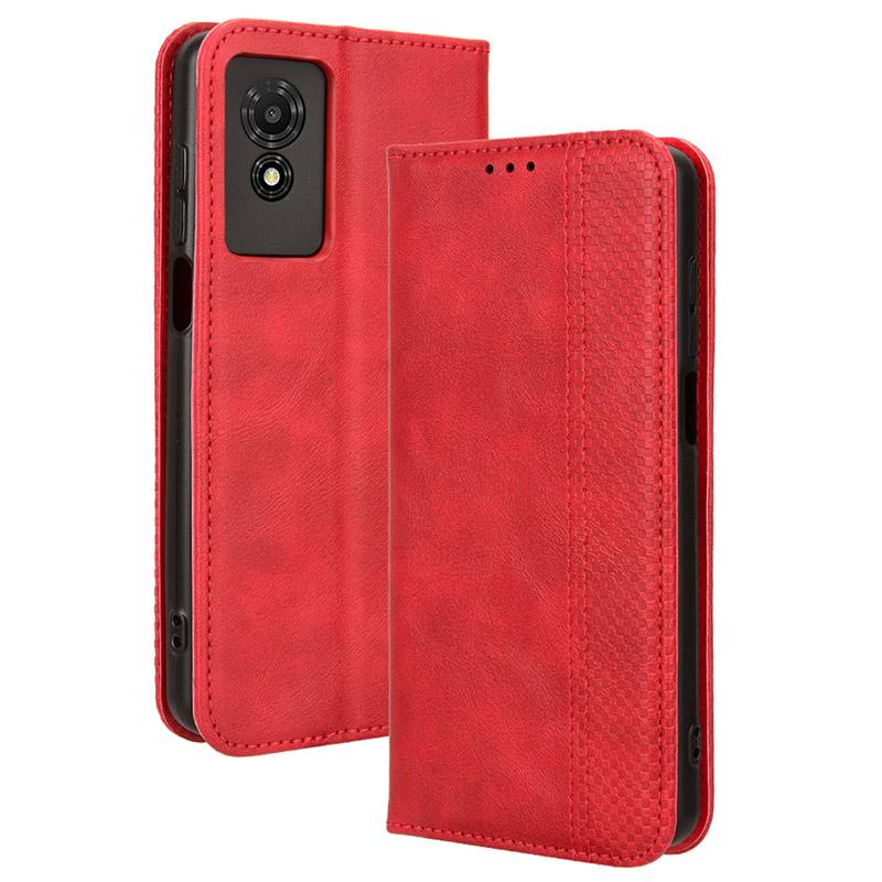 For TCL 501 Leather Case Magnetic Closing Retro Phone Cover with Wallet Stand