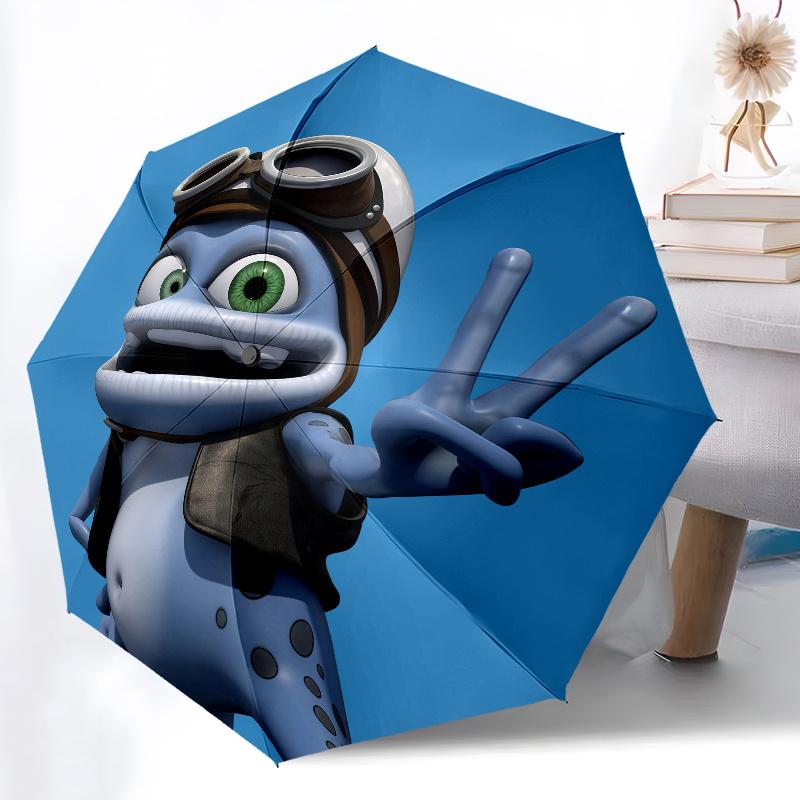 Crazy Frog, Automatic Folding Umbrella, Portable and Foldable Design, 8 Ribs, a Christmas or Birthday Gift.