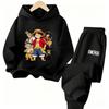 ONE PIECE Cartoon Printed Children's Clothing Set Boys and Girls Long Sleeve Hoodie Tights Sweatpants Sports Two Pieces