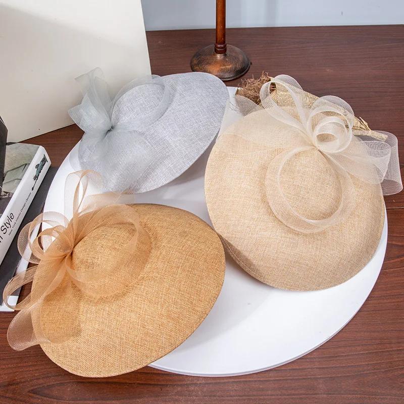 New French Wide Brim Cloche Hat - Vintage Bow Ladies Tea Party Elegant Spring Summer