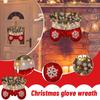 Twinkling Christmas Mitten Wreath, Christmas Lighted Werath Front Door Artificial Garland, Christmass Balls Hanging For Par