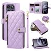 Wallet Case for Moto G67 5G - Leather/PU, Purple, With Lanyard
