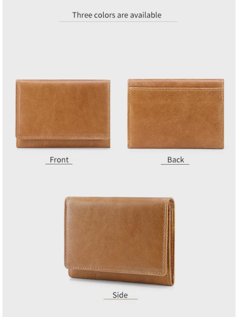 RFID-Diebstahlschutz-Kartenhalter aus gewachstem Rindsleder – Retro-Multifunktionsdesign