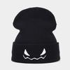 European and American new Halloween pumpkin little devil expression embroidery knitted hat men's and women's autumn and winter warm wool hat