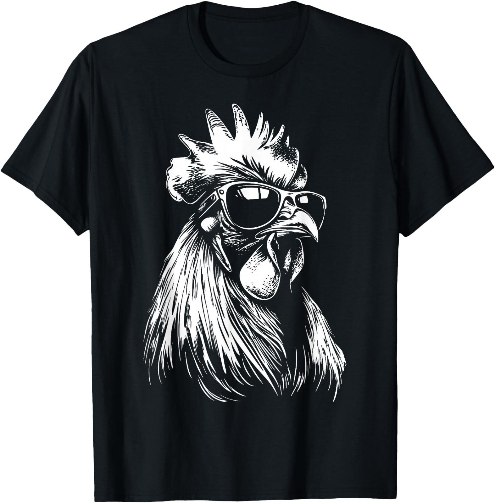 Rooster Chicken Sunglasses T-Shirt XXL