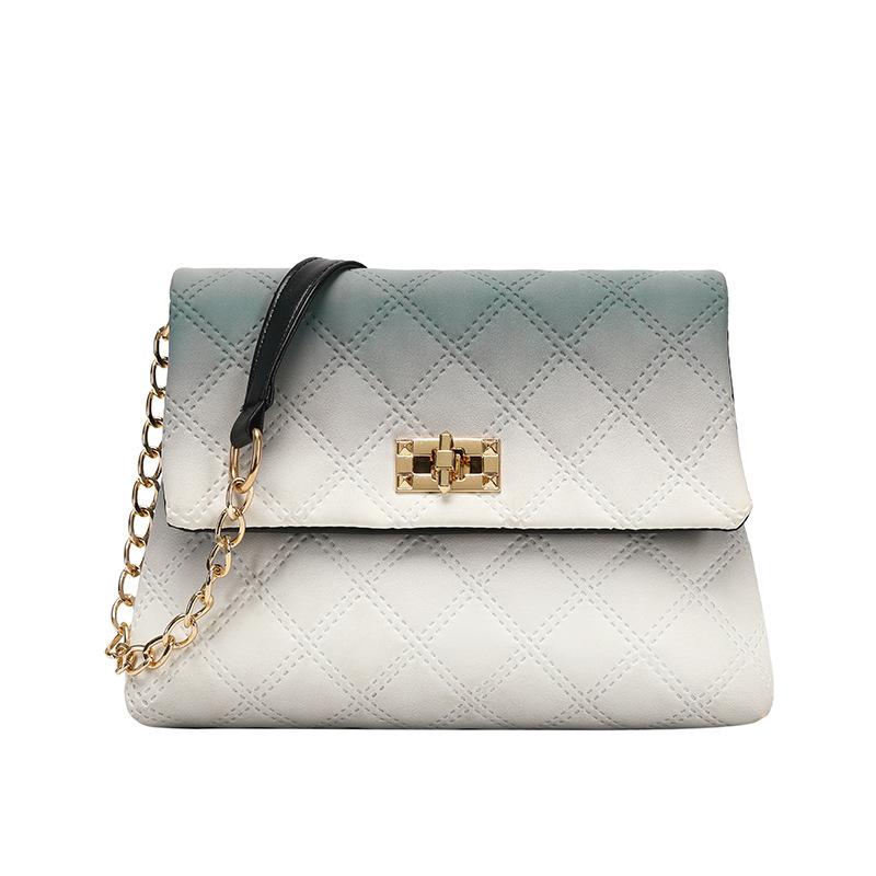 Elegant sweet gradual change color cross lock small square bag 2025 fashion embroidered diamond chain bag
