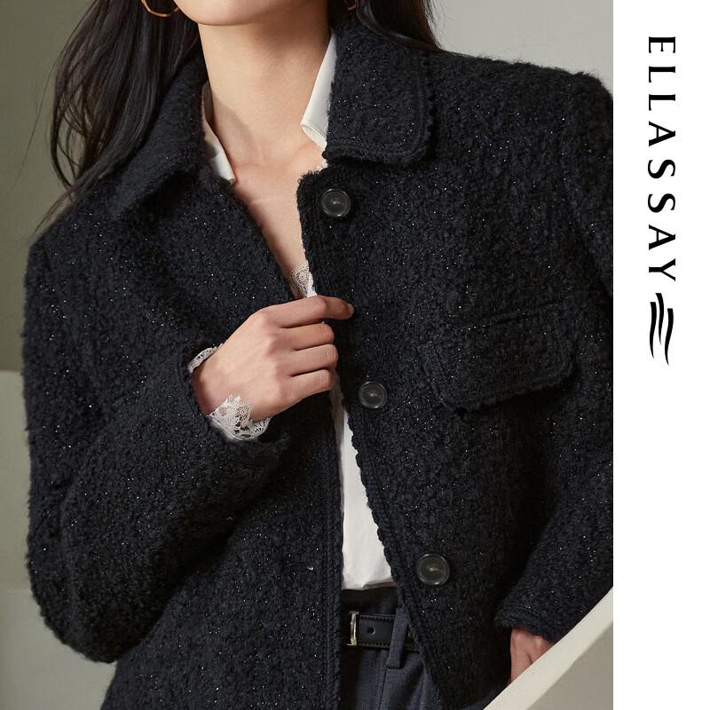 ELLASSAY Women's Cropped Lapel Wool Blend Coat