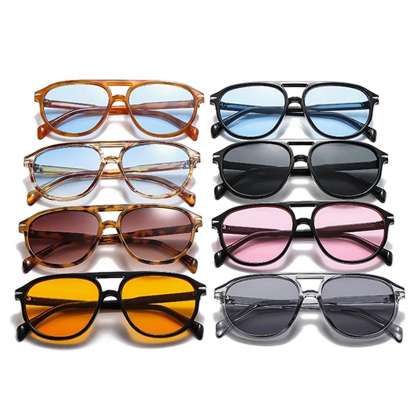  Retro Double Bridges Pilot Men Rivets Sunglasses UV400 Fashion Women Luxury Sun Glasses Black Orange Shades