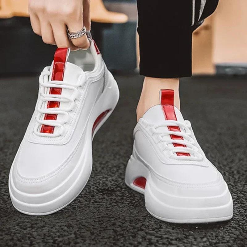 Fashion Men's Shoes  New Trend Casual Sports Shoes Men Thick Soled Lightweight Anti Slip Breathable Lace Up Skateboard Shoes 2025