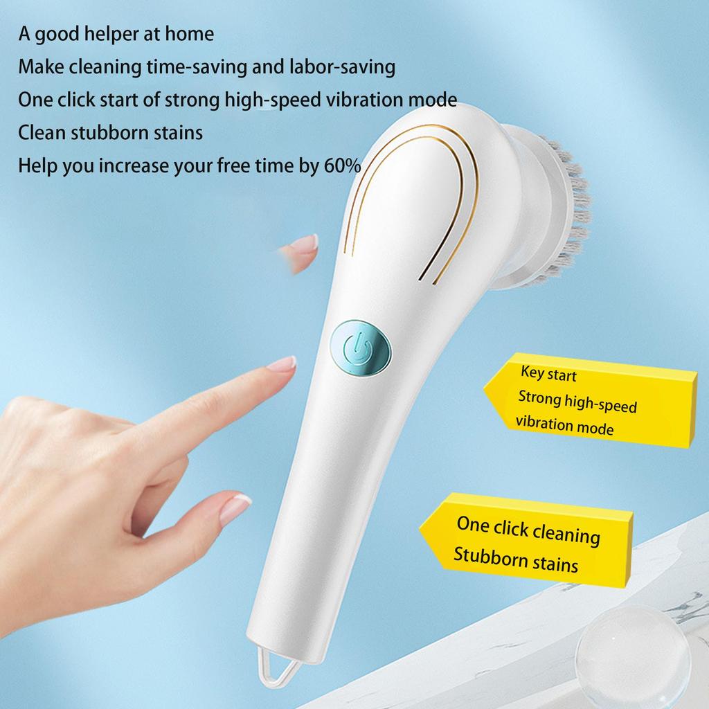Household Electric Cleaning Brush 5-In-1 Bathroom Wash Brush Kitchen Cleaning Tool USB Handheld Bathtub Brush Electric Brush Cleaner Sink