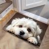 Cute Maltese Dog Pattern Welcome Floor Mat, Indoor and Outdoor Door Mat