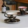 French Retro Flower Language Ceramic Coffee Cup Saucer Exquisite Tall Afternoon Tea Cup Saucer Set Coffee Tea Set Gift