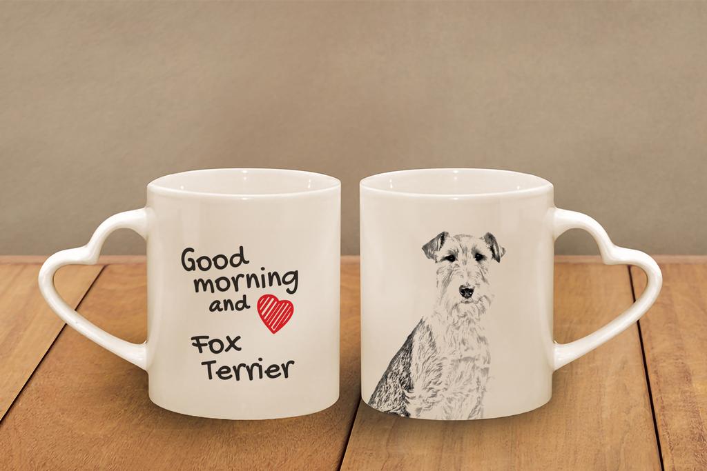 Fox Terrier Wire - Cup with a Dog, Adorable Cup with a Heart-shaped Handle, Universal Gift from the Art-Dog Brand