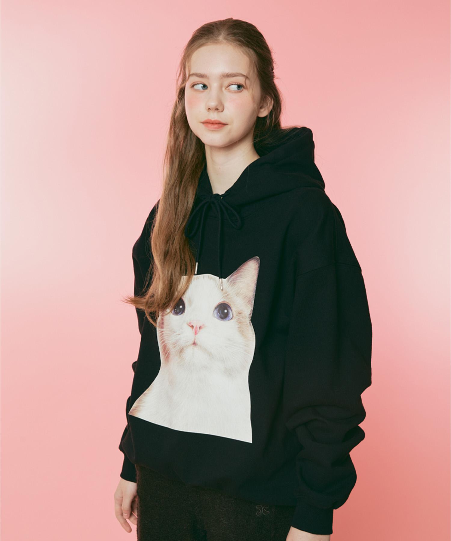 Etosome No.1 Cat Face Hoodie (Black) 1