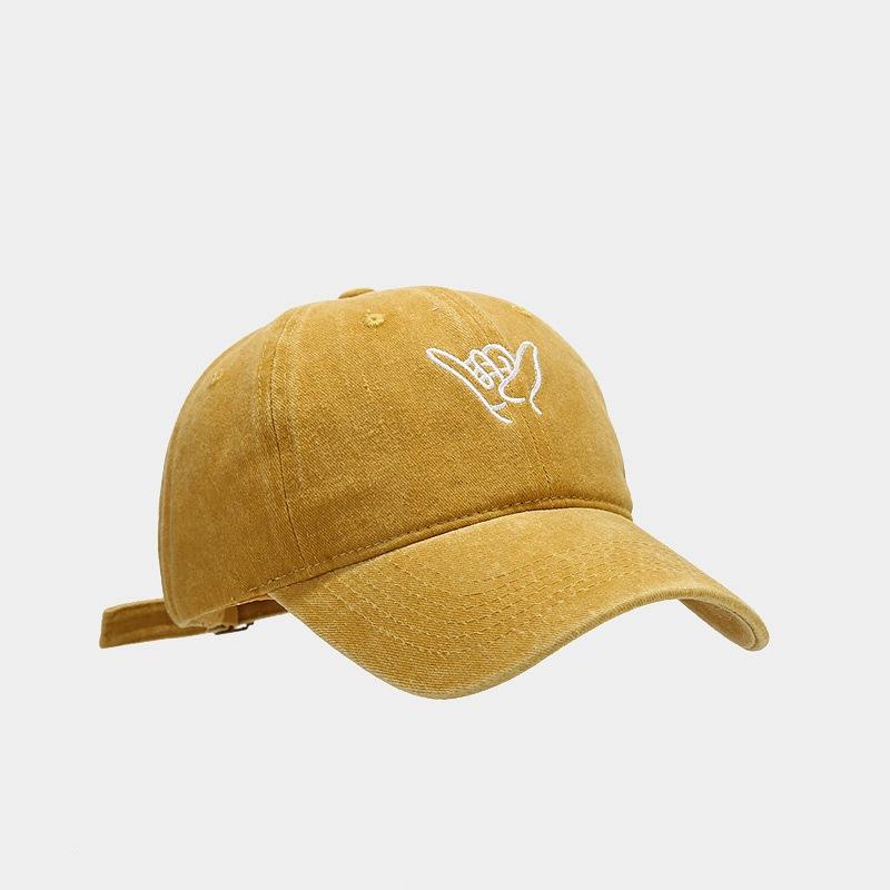 Men's washed old soft top finger embroidered baseball cap trendy women's spring and summer outdoor travel sun protection hat