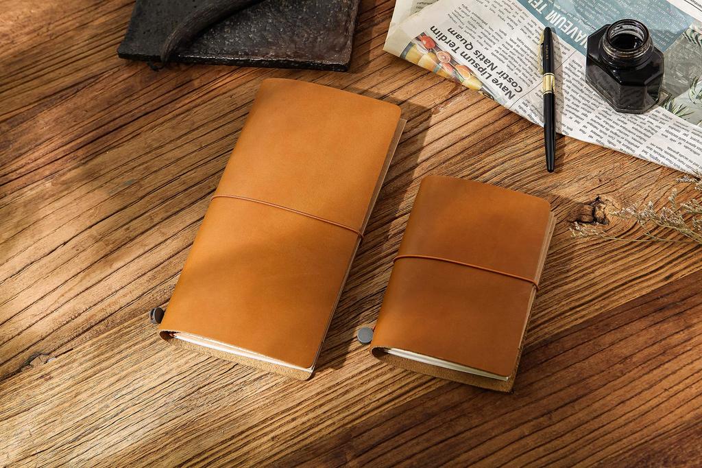Collasaro Genuine Leather Notebook (Caramel, Medium, Regular Size, 220 X 125 Mm)