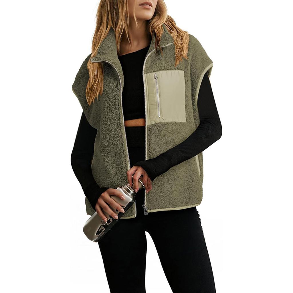 Women's Fashionable Fleece Vest, Warm And Casual Loose-fitting Fleece Jacket