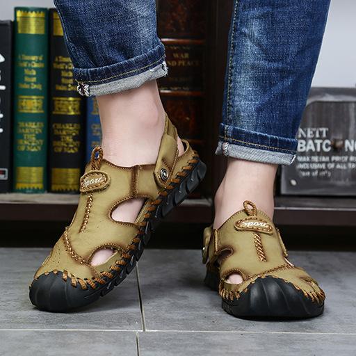 

Мужские сандалии 2025 лето и осень баотоу ручной работы повседневная мужская обувь большого размера пляжная обувь внешнеторговая мужская обувь и обувная фабрика 44 хаки