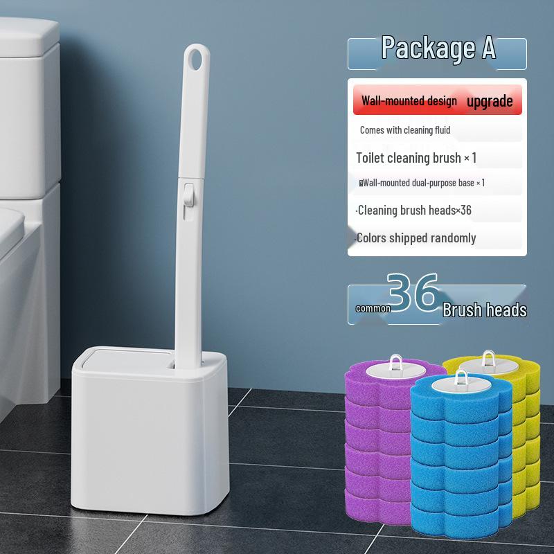 Disposable Antibacterial Toilet Brush Set with Replacement Heads