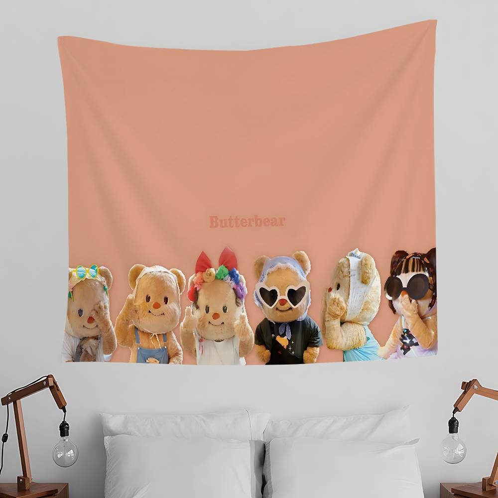 BButter BBear Cute Tapestry Wall Hanging Tapestry Art Deco Blanket Curtain Hanging At Home Bedroom Living Room Decor