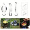 Stainless Steel Camping Tableware Set Of 3 With Folding Spoon Fork Knife And Storage Bag, Outdoor Camping Portable Tableware