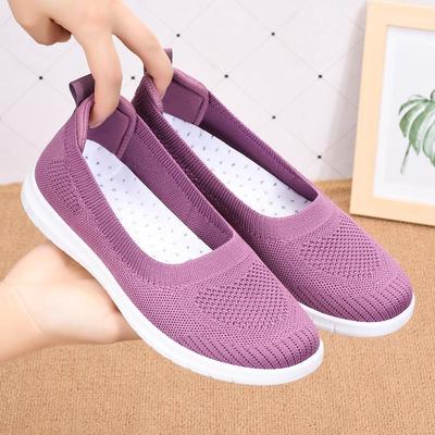 Bequeme Damen-Slip-Ons mit weicher Sohle aus Pekinger Stoffschuhen - Rutschfeste, atmungsaktive flache Schuhe für Frühling/Sommer