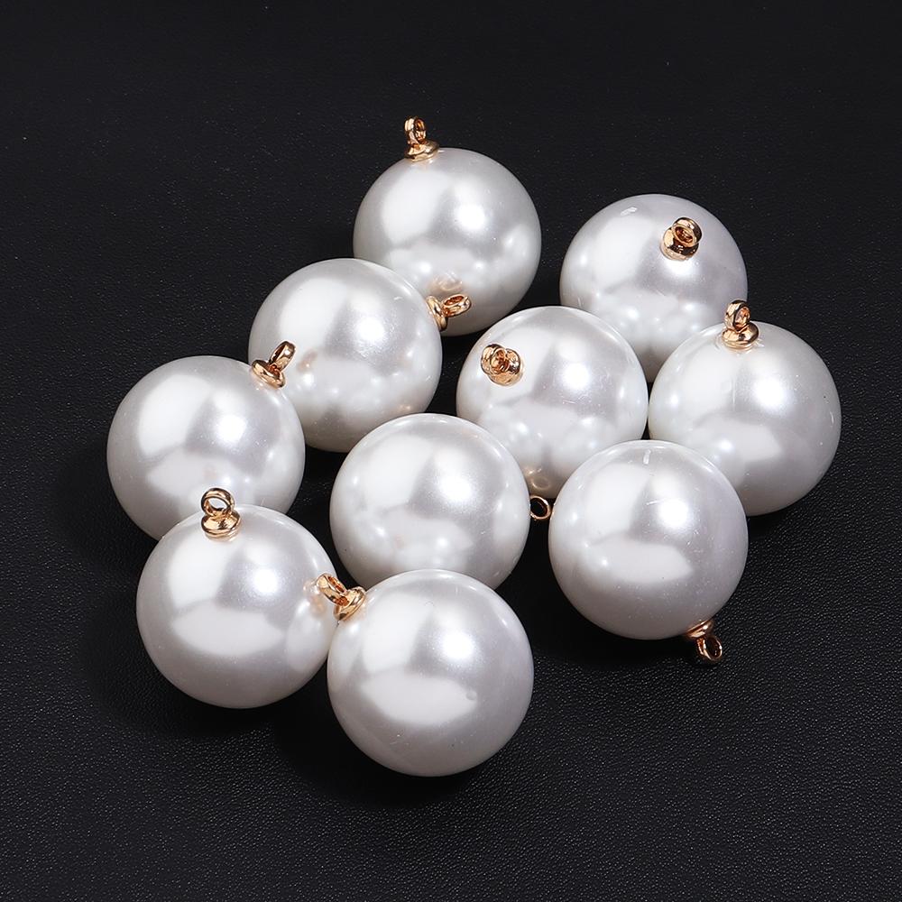 10-20 pcs/lot 6-20mm Round ABS Imitation Pearl Beads Pendant Beige White Charms For Jewelry Making DIY Fashion Necklace Earrings