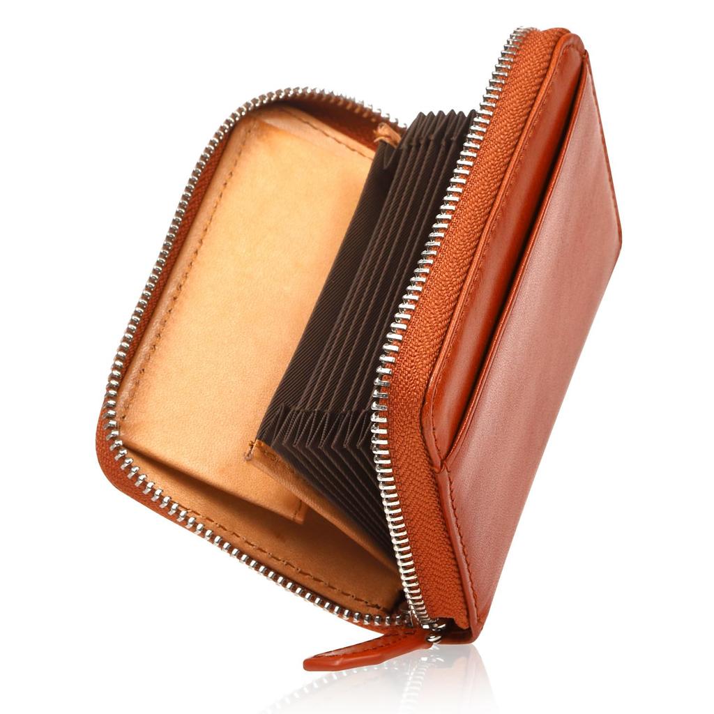 Bellows Wallet Card Holder Coin Case Bill Break Italian Leather Genuine Leather Camel [MURA] Men's Doesn't