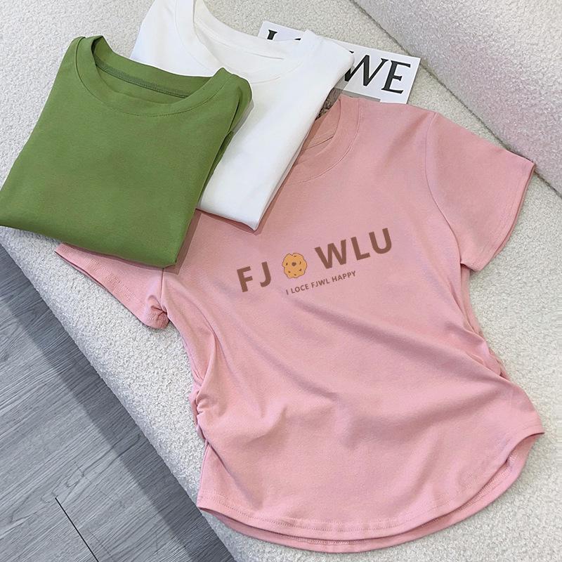 

Women s Fresh Spring/Summer 2025 Loose Fit Short Sleeve Top with English Print M [48-55 kg]