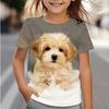 T-Shirt for Girls 3D Print Cute Dog Graphic T Shirts Summer Short Sleeves Casual Fashions