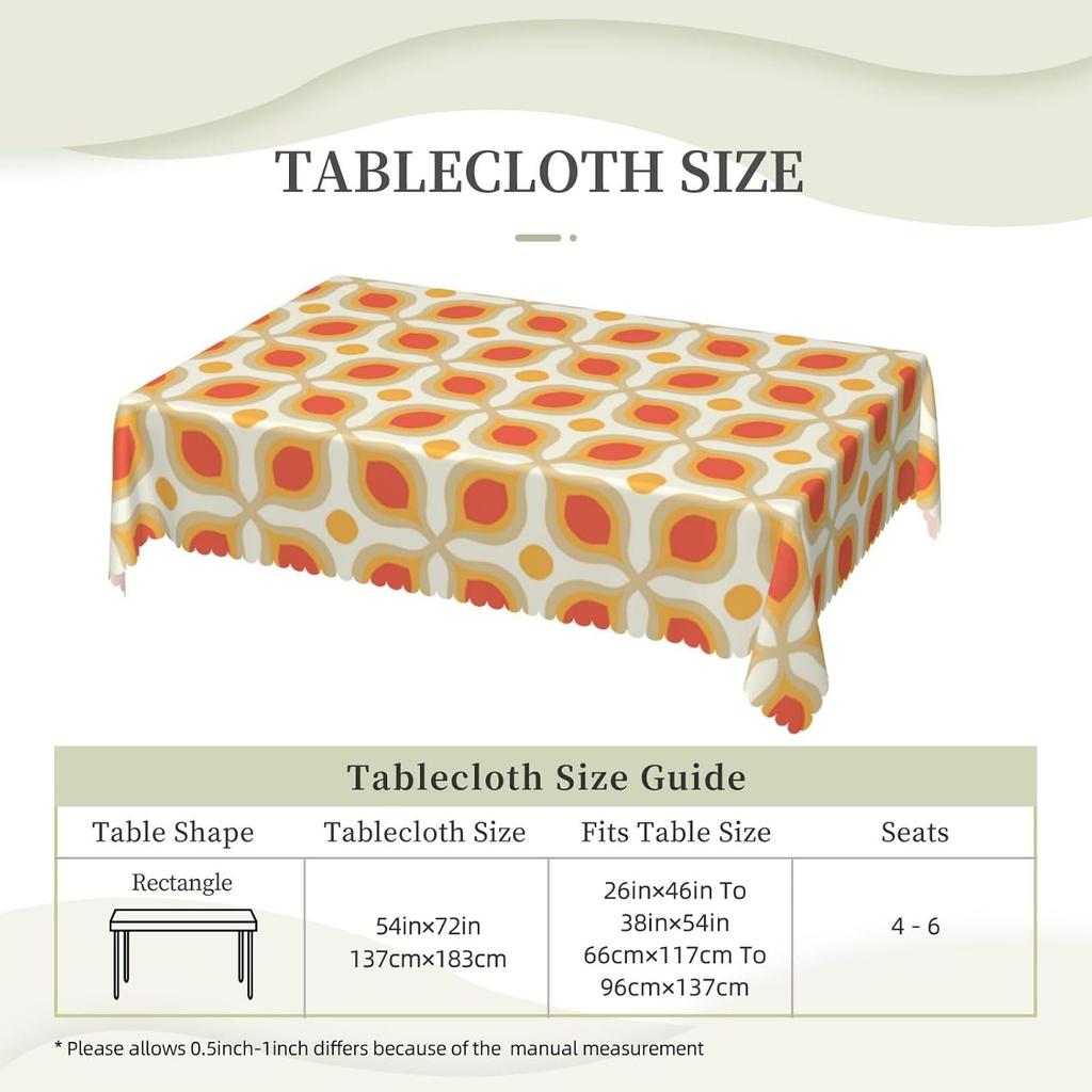 Geometrisches Boho-Tischdecke Esstisch-Dekoration Orange Gelbes Muster Abstrakt Heimtextilien für Küchentischabdeckung