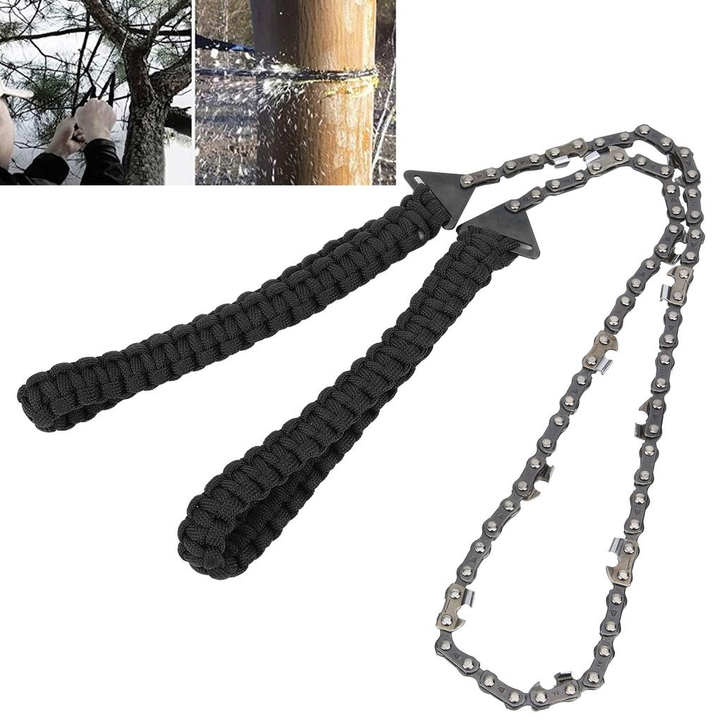 11 Teeth Chain Saw Outdoor Survival Stainless Steel Wire ket Chainsaw with Paracord Emergency Tool