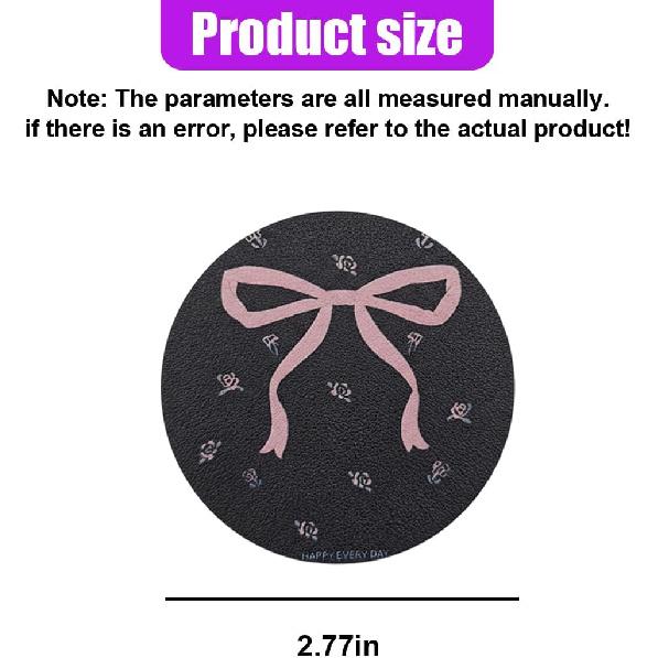 Pink Bow Car Cup Holder Coaster, 2.77 Inch Anti Slip Shockproof Automotive Drink Mat, Cute Flowers Vehicle Interior Decoration Accessories for Women,