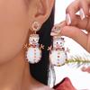 Colorful Crystal Rhinestone Drop Christmas Snowman Earrings Stud for Women Holiday New Year Xmas Party Jewelry Gift