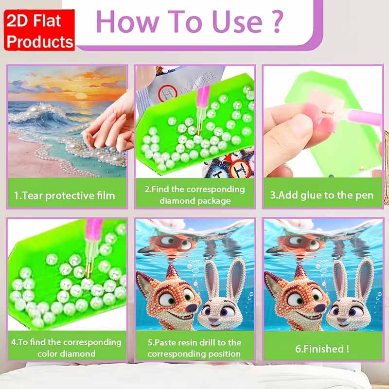 Disney DIY Pearl Art Painting Zootopia Nick and Judy In the Underwater World Home Wall Decoration Pearl Gem Painting Pictures Crafts Home Decoration
