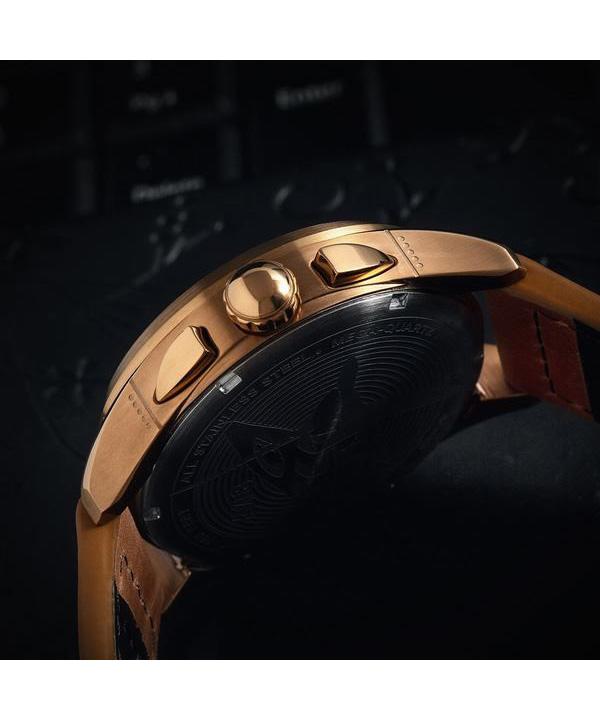 AVI-8 Spitfire Lock Chronograph Nahkrihm Pronksroheline Kellaplaat Kvarts AV-4089-02 Meeste Kell