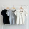 New ArrivalS Open Run Women S Span Short Sleeve Tee Button Black Cotton Tee Span
