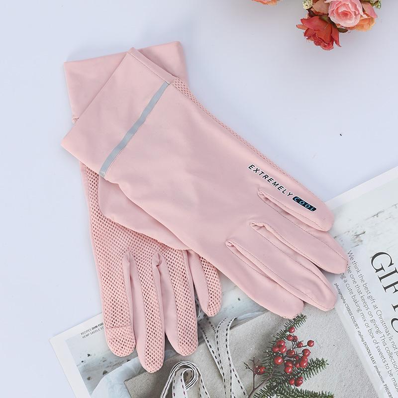 Summer Women's Sunscreen Gloves Women's Summer UV Resistant Thin Short Ice Silk Gloves, Cool Outdoor Sun Protection Breathable