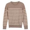 Herbstlicher gestreifter Strickpullover für Damen in großer Größe mit Rundhalsausschnitt, lockeres, lässiges Langarm-Unterhemd