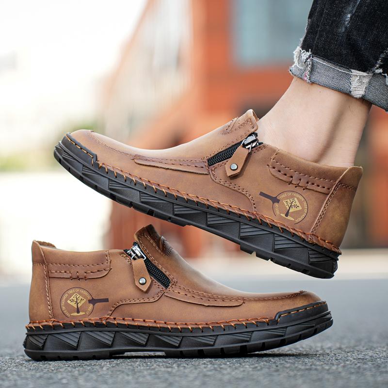 Handmade Split Leather Boots Men Shoes Comfortable Ankle Boots For Men Casual Shoes Large Size Tooling Shoes