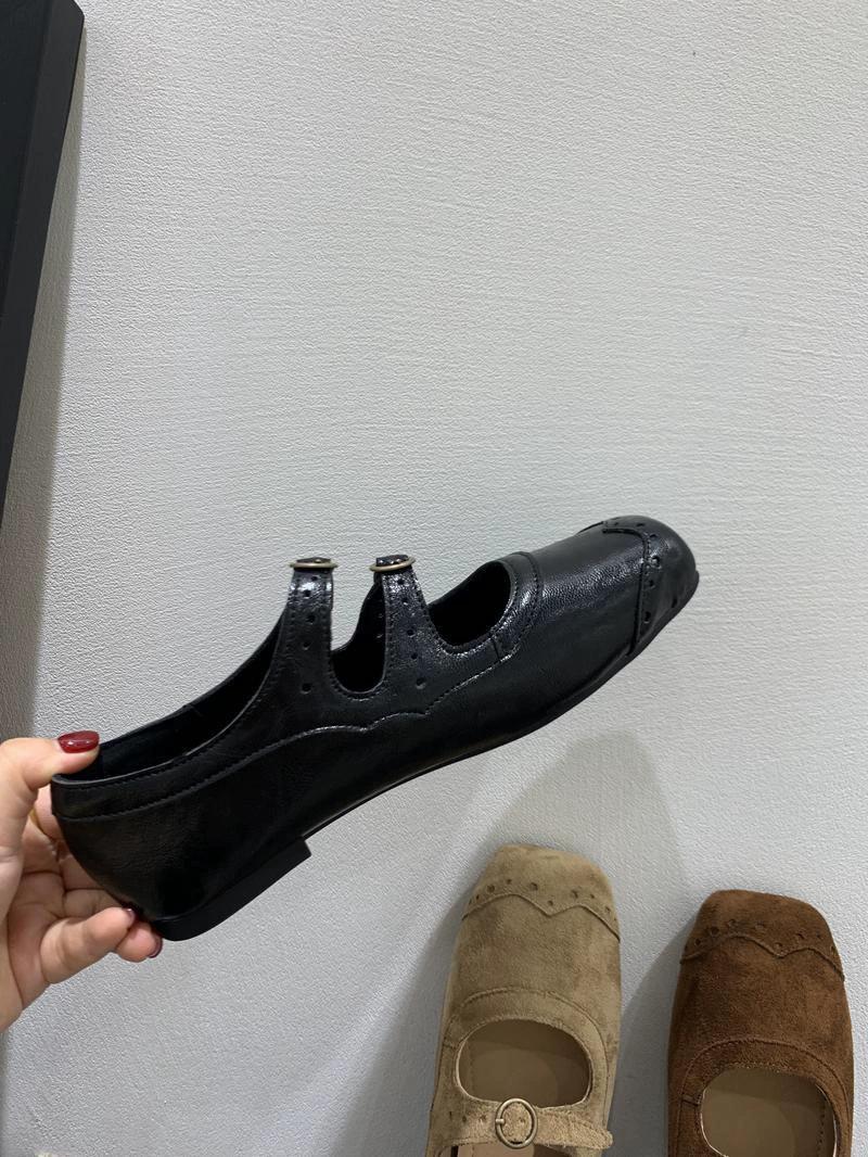 

Версия из коровьей кожи коричневые ретро туфли Мэри Джейн с квадратным носком женские 2025 новые корейская версия французские туфли-лодочки женская обувь 40 чёрный