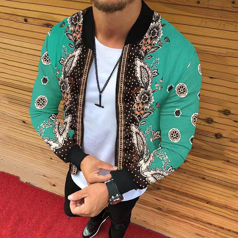 

Men s Fashion Autumn New Zipper Coat Men s 3D Printing Casual Top Men s Autumn and Winter Jacket Coat XXXL зелений