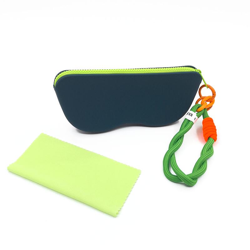 

Dopamine Silicone Glasses Bag with Lanyard: Sunglasses Wrist Pouch Wrist Strap + Glasses Cloth темно-зеленого